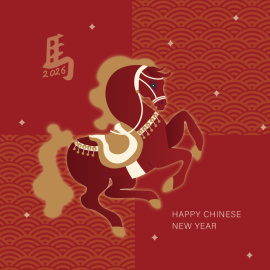 馬到成功 業績長紅-新年-電子卡片