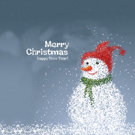 雪人雪地雪飄飛-耶誕-電子卡片