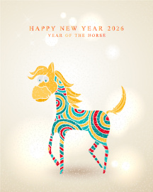駿馬迎春歲歲安-新年-電子卡片